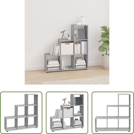 vidaXL Bücherregal Treppenform - Treppenregal Grau Sonoma 107 cm Holzwerkstoff (1/5)