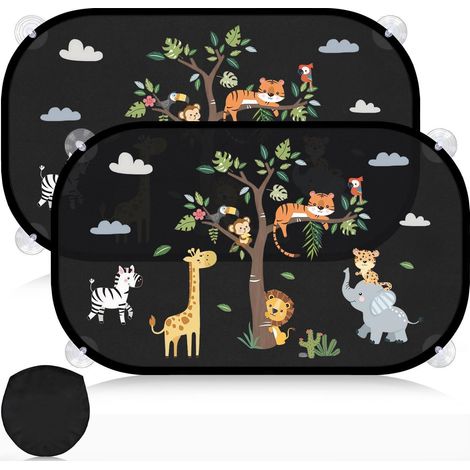 2er Set Auto Sonnenschutz mit UV-Schutz, 51x31cm, Tier-Motiv, inkl. Saugnäpfe (1/5)
