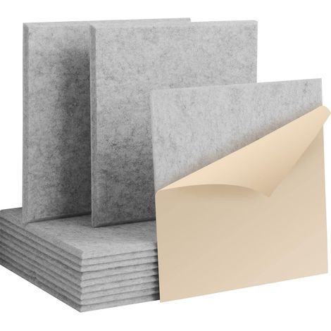 12 Acoustic Panels, Self-Adhesive, Soundproofing Foam, Polyester Fiber, For Studio, Office (1/5)