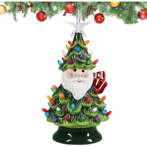Lampe Veilleuse Sapin de Noël Lumière d'Ambiance Rétro Père Noël Lampe de Table Décorative pour Fêtes Pour Chambre Salon Salle de Jeux Dortoir Chevet Intérieur (1/5)