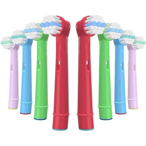 Tête de brosse à dents - FOLAYA - Compatible Oral B - Douceur pour enfants - 8 pièces - Couleurs variées (1/4)