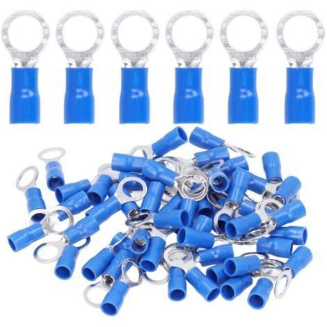 50 Pieces Insulated Eye Terminals for Electrical Cables, Copper Crimp Connectors AWG14‑12 RV5.5‑8 (1/5)