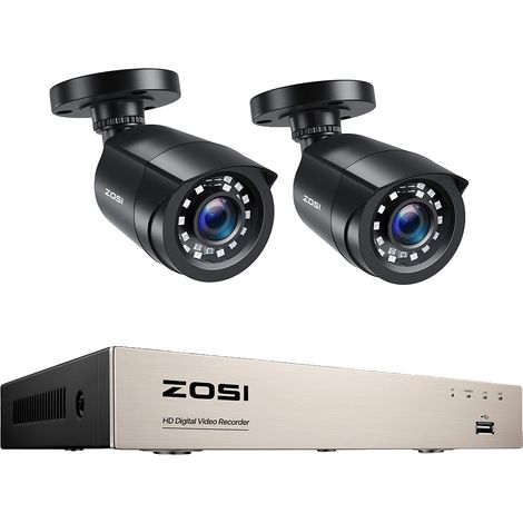 Sistema di videosorveglianza, risoluzione 5MP, visione notturna fino a 24 metri, DVR a 8 canali x 2 telecamere, 1TB (1/2)