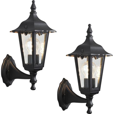 2-er Set stehende Wandleuchten FIRENZE, E27, Aluminium schwarz, Höhe 36 cm (1/4)