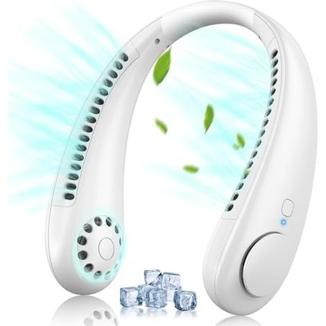 Timiyou Nackenventilator, Leise Halsventilatoren mit 360° Luftstrom, Hands Free Bladeless Fan, Tragbarer USB Hals-Ventilator, Neck Fan für Reisen, Outdoor Sport, Zuhause, Büro, Geschenk (1/5)