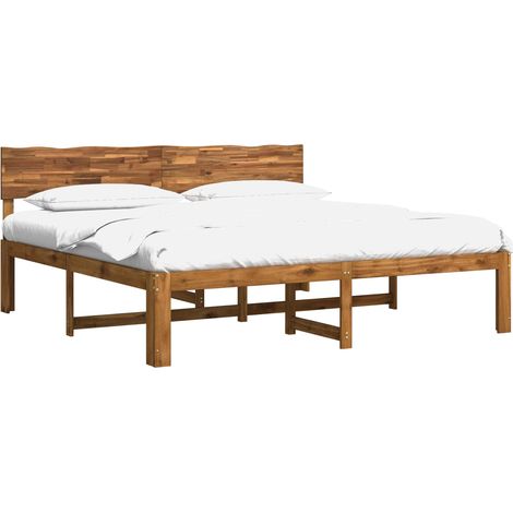 Cadre de lit double avec tĂŞte de lit ROSTOCK Naturel vidaXL (1/5)