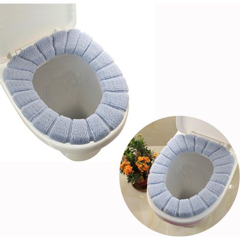 Housse De Siège WC - 1 Pièce - Tissu Acrylique - Souple Et Chaude - Pour Salle De Bain - Gris - 43 x 37 cm (1/4)