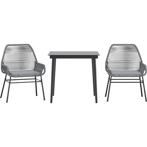 Maison Exclusive - 3-tlg. Garten-Essgruppe mit Kissen Grau Poly R