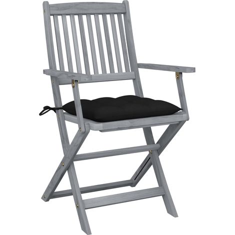Maison Exclusive - Sedie da Giardino Pieghevoli 2pz con Cuscini in Massello Acacia (1/5)