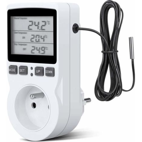 Prise thermostat - YYV - Programmable numérique - 3680W - Intérieur - Sonde 1,8m (1/4)