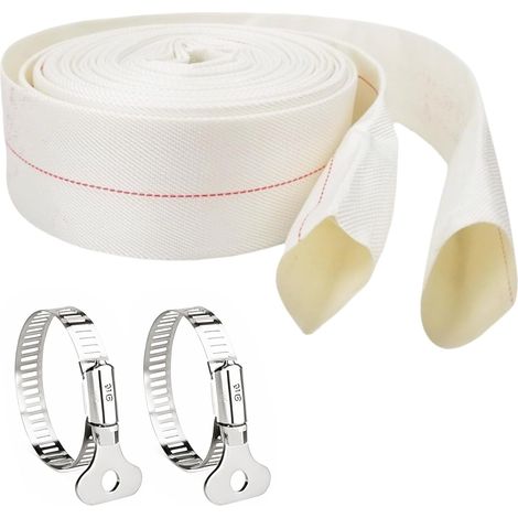 30m Flat Discharge Hose 40mm Heavy Duty Fabric Drain Hose with Clamps for Submersible Water Pumps and Other, Hot Tub, Pool or Sump (1/5)
