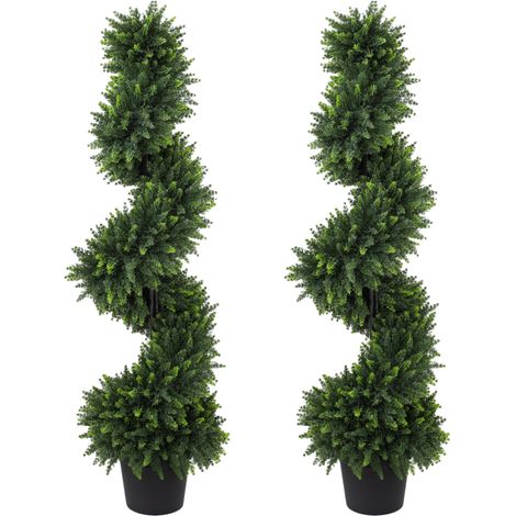 Artificial Cypress Topiary Tree with 700 Leaves, Set of 2
