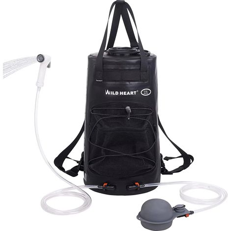 Sac de douche de camping, équipement de douche d'extérieur, douche solaire de 22 L avec pommeau, douche portable,idéal pour la randonnée(Noir) (1/5)