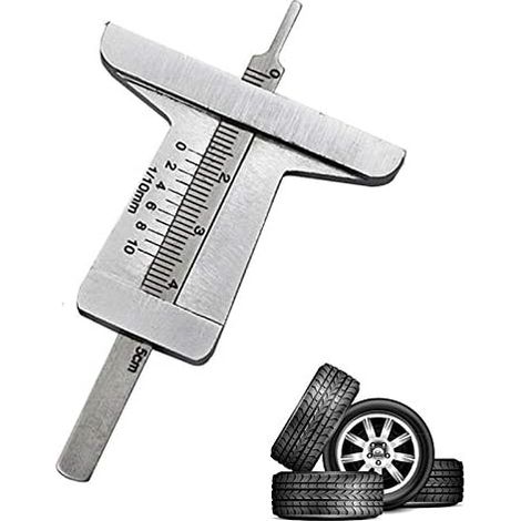 auge de Profondeur, Jauge Profondeur Pneu, vérificateur de testeur de pneu de voiture Acier inoxydable TIRE Auto Pneu Vernier Outil de réparation de voiture Accessoires (0-50 mm)