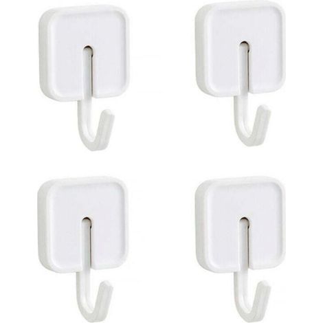 Lot de 4 crochets muraux auto-adhésifs, très résistants, antidérapants, anti-perforation, pour cuisine, salle de bain, serviettes, boules de bain, vêtements, crochets de suspension sous les armoires (1/4)