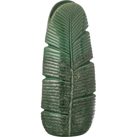 Vase feuille en poterie vert foncé - vert foncé (1/2)