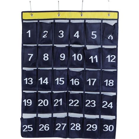 organisateur mural, 30 poches, toile, bleu marine, 79x60cm, polyvalent et pratique, pour un usage quotidien (1/5)