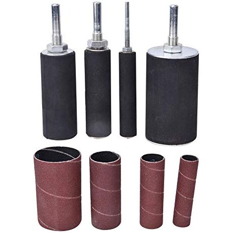 Kit de Manchons Tambour Ponçage en Papier Abrasif, 4 Tailles Différentes pour le Travail du Bois, Polissage des Métaux et Bricolage - (1/5)