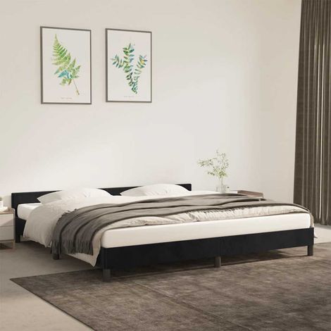 Lit adulte Contemporain avec tête de lit  Cadre de lit Noir 200x200 cm Velours 55961 (1/5)