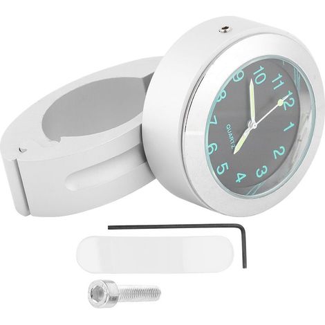 TIKATARER Horloge de Montage sur Guidon de Moto, Horloge à Cadran pour Guidon de Moto, Horloge de Moto avec Accessoires d'installation en Alliage d'aluminium pour Moto (Électrargentage). (1/5)