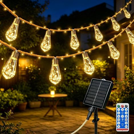 Guirnalda de luces solares para exteriores de 10 m con 15 bombillas S17 (1/5)