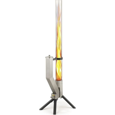 Gardenflare Klassik Feuerrohr Multicolor Edition Silber schwarzer Fuß