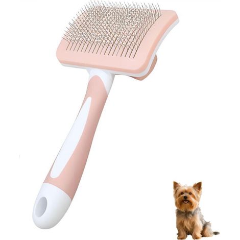 Spazzola autopulente adatta a cani di piccola taglia a pelo lungo, rimozione del pelo con un solo clic, indispensabile per i cuccioli, adatta a Yorkshire Terrier, Shih Tzu, Maltese, Maltipoo, Pomerani