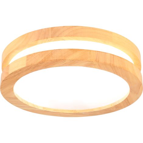 LED Ceiling Light 20x20x6cm Lamp Circular Modern Industrial Light Fixture Solid Wood Acrylic for Bathroom Hallway - Cold Light 65000K 1pcs (1/5)