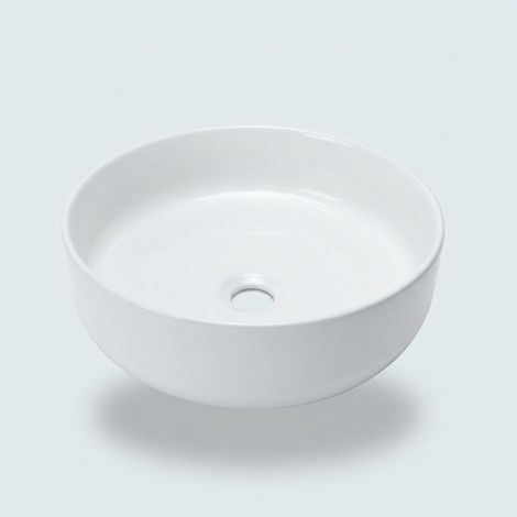 Lavabo cerámico croma round blanco brillo sobre encimera 39 x 39 x 12 cm de AQUA (1/2)