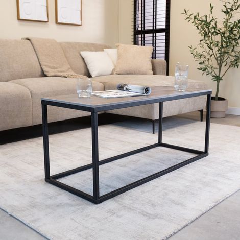 Table basse Fien Grey Marble Look rectangulaire 100x40 cm (1/5)
