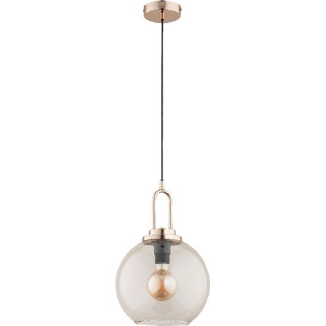 Alfa SEPTUM Decorative Pendant Ceiling Light, Antique Gold/Brass Metal & Glass Globe 25 cm, 1x E27 Socket, Max 15W, Dimmable Hanging Lamp for Living Room, Dining Room, Bedroom (1/2)