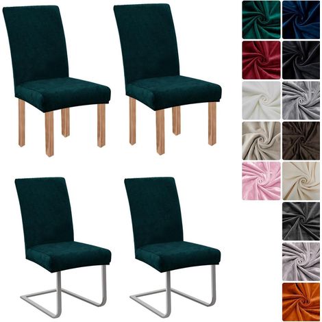 Samt Stuhlhussen 4er Set, Stretch Stuhlbezug, waschbar, für Esszimmerstühle (1/5)