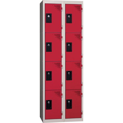 PROVOST - Vestiaire multicases monobloc Provost - 2 colonnes, 4 cases par colonne en acier rouge