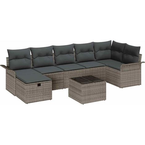Maison Exclusive - Set Divano da Giardino con cuscino 8 pcs Grigio Poly Rattan