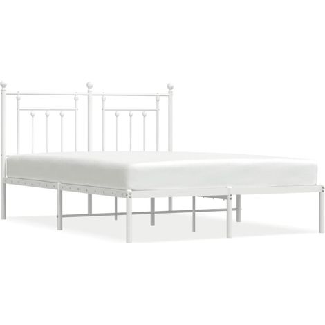Cadre de lit métal avec tête de lit blanc 140x190 (1/5)