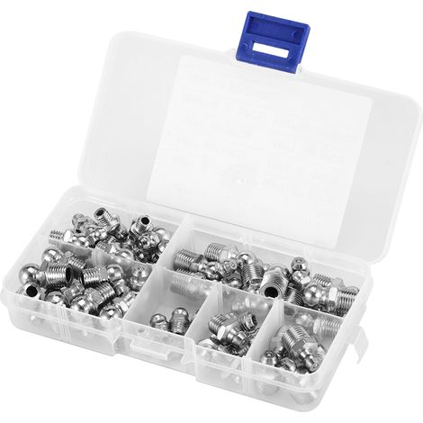 45Pcs M6/M8/M10 Durable Metal Brass Zerk Grease Nipple Fitting Assortment Kits