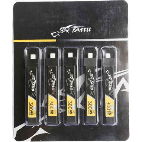 Batteria LiPo Tattu 300mAh 3.8V 75C 1S1P HV BT2.0.5 (5 pezzi) (1/4)
