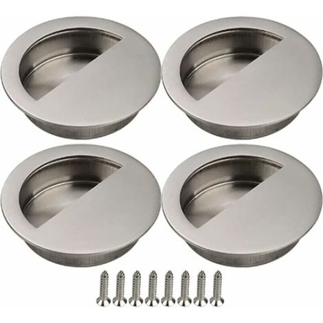 Poignée Porte Coulissante 4 Pièces Porte Coulissante Poignee Porte Coulissante Porte Coulissante Placard Poignée Encastrée Poignée de Meuble avec Vis Porte Coulissante Armoire Argent (1/4)