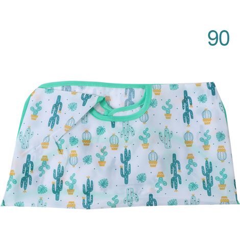 Tablier enfant manches longues col rond imperméable anti-tâches dessin bavoir bébé vert 90 (1/5)