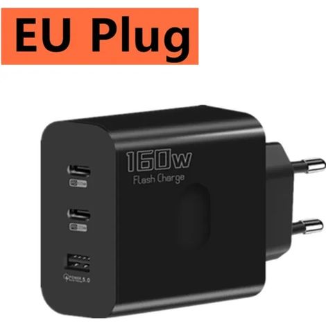 Chargeur USB 160 W, adaptateur de charge rapide USB Type-C Quick Charge 3.0 PD pour iPhone, Samsung, Xiaomi et Redmi. (1/5)