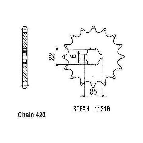 Pignon Mtx 50 1983-1985 - 420 - 14 Dents - Similaire JTF251