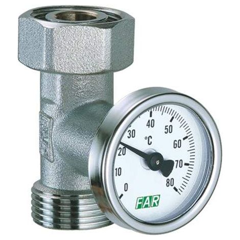 Portatermometro cromato completo di termometro bimetallico FAR 3433 3/4" (1/3)