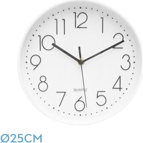 Orologio da parete bianco con minuti, movimento continuo 25d