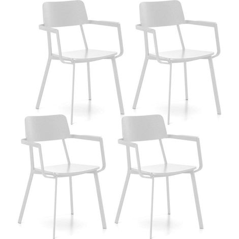 Set 4 Sedie 61x51,5xH82 cm in Legno e Metallo Woody capotavola Bianco (1/5)