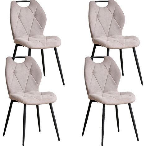 Sillas de comedor, de tela suave, estilo minimalista moderno, 4 piezas, color beige. (1/2)