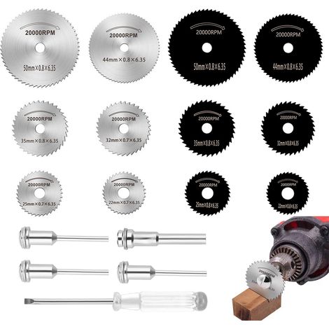 Lot de 16 lames de scie circulaire en acier rapide avec tournevis, petite scie circulaire en acier, mini lame de scie circulaire pour couper le bois, le plastique et le métal (1/5)