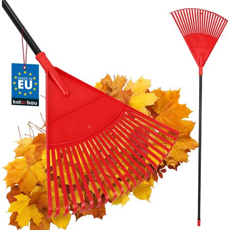KOTARBAU® Rateau À Feuilles - Plastique - 48 cm - avec Manche en Aluminium - Extra-Click - Rateau Jardin - Ramasse Feuilles - Léger - Rouge & Noir - Ergonomique (1/5)