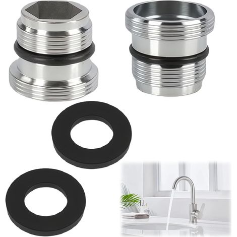 2 Pièces Adaptateur Robinet M18.5 à M22 Laiton Chromé Compatible Filtre Eau Cuisine