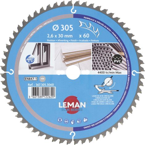 LAME CIRC.HM FINITION D305X2.6X30 Z=60 TRAP-PL NEG - 367.305.3060 - LEMAN