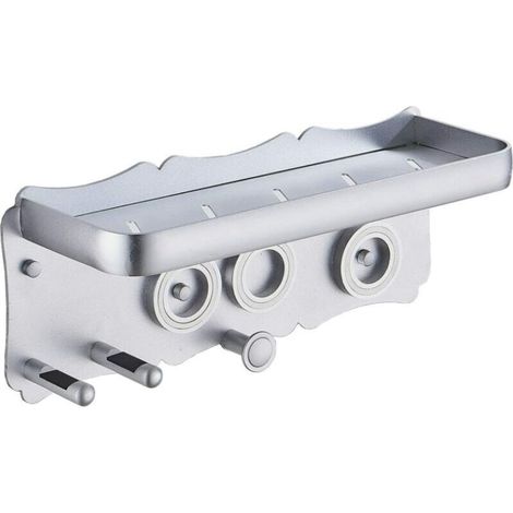 Accessoire de rangement pour cuisine Support mural pour sèche-cheveux supersonique, support de sèche-cheveux en aluminium, pour support d'accessoires pour sèche-cheveux(Argent) (1/5)